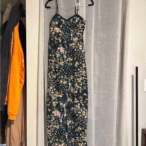 Band of Gypsies Black and Green Sleeveless Slip Dress